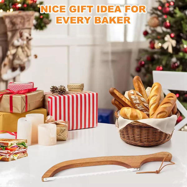 Wooden Bread Bow Knife, Serrated