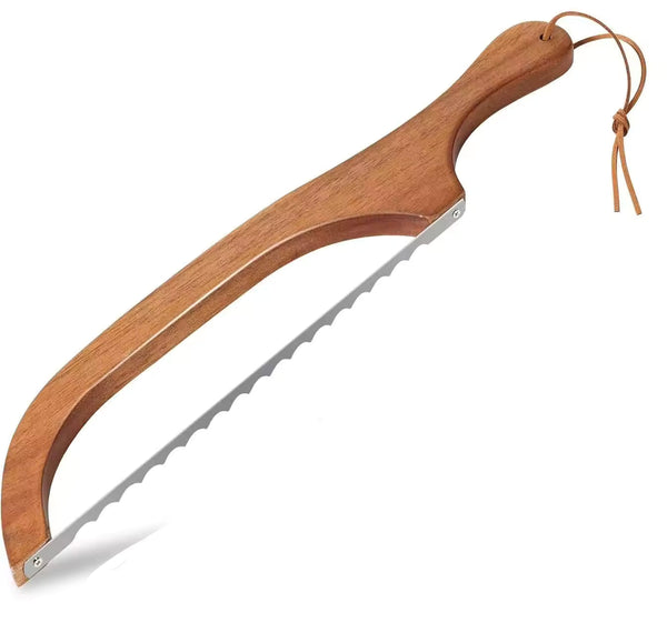 Wooden Bread Bow Knife, Serrated